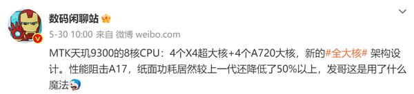 联发科放大招了！天玑9300用上了8个全大核CPU架构  性能顶能效赢
