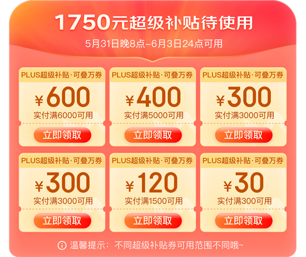京东20周年：PLUS会员618“开门红”可领1750元“PLUS超级补贴” 99元开卡享好礼