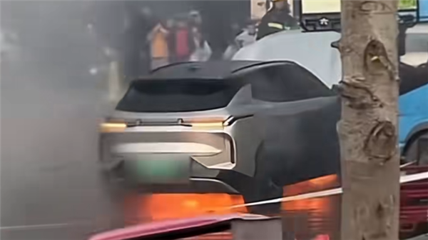 安徽一新能源车路上起火后传出爆响：车身零件被炸烂